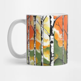 ORANGE Spice Birch Tree Acrylic Painting Mug